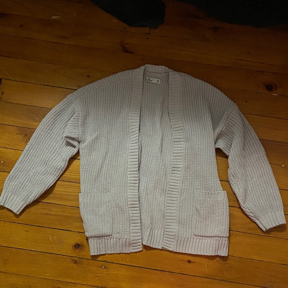 HOLLISTER Gray Open-Front Women's Chunky Knit Cardigan Sweater open front cozy